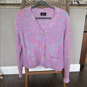 Vici Pink and Blue Chunky Knit Cardigan Sweater